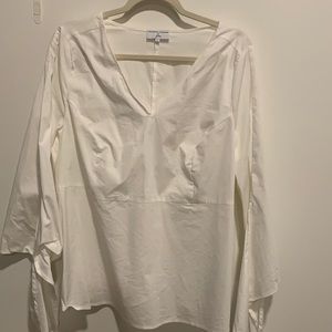 White blouse with tie sleeve detail